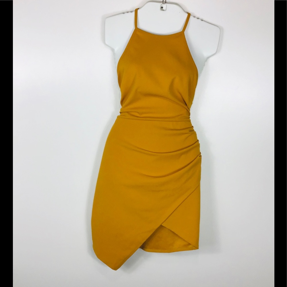 Mocking Jay | Asymmetrical Mini Gold Dress~1XL